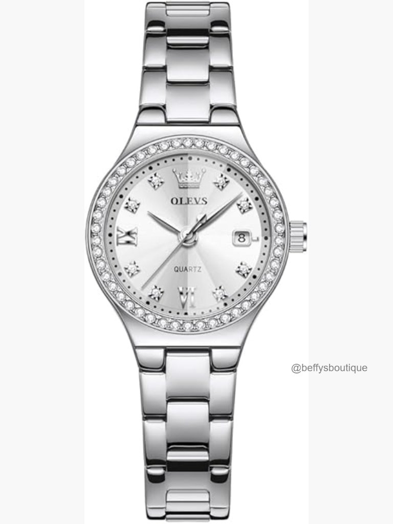 Luxury Diamond Watch Stainless Steel Quartz Waterproof Elegant Date